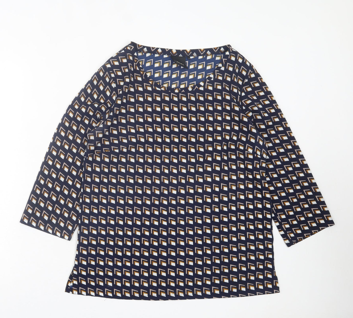 Womens UK Size 12 ICHI Blue Basic T-Shirt