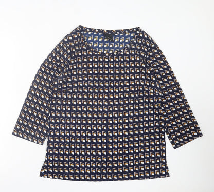Womens UK Size 12 ICHI Blue Basic T-Shirt