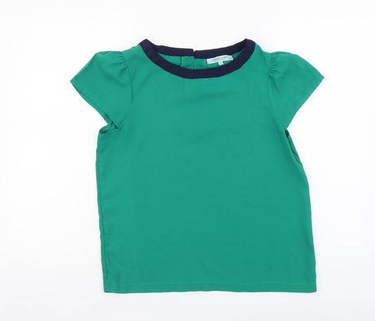 Dickins & Jones Womens Green Polyester Basic Blouse Size 10 Round Neck