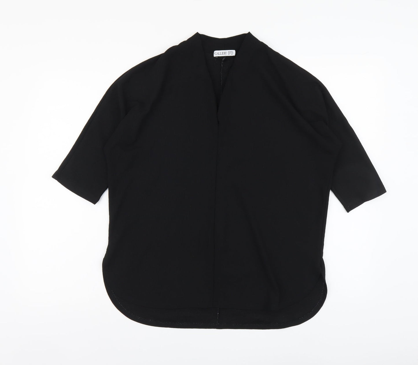 Gallery Womens Black Polyester Basic Blouse Size S V-Neck