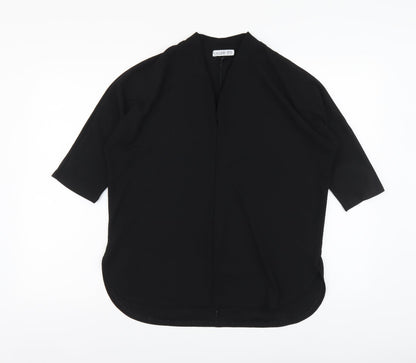 Gallery Womens Black Polyester Basic Blouse Size S V-Neck