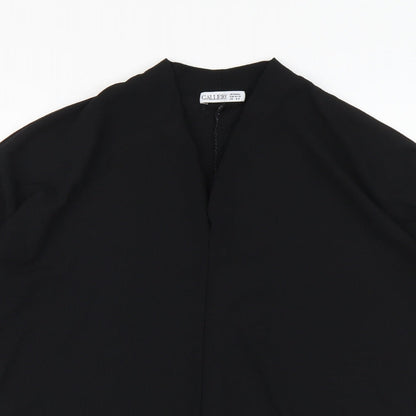 Gallery Womens Black Polyester Basic Blouse Size S V-Neck