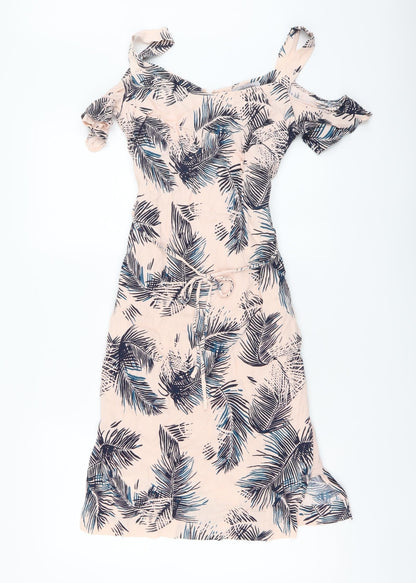 Bravissimo Womens Pink Floral Polyester A-Line Size XS V-Neck Zip