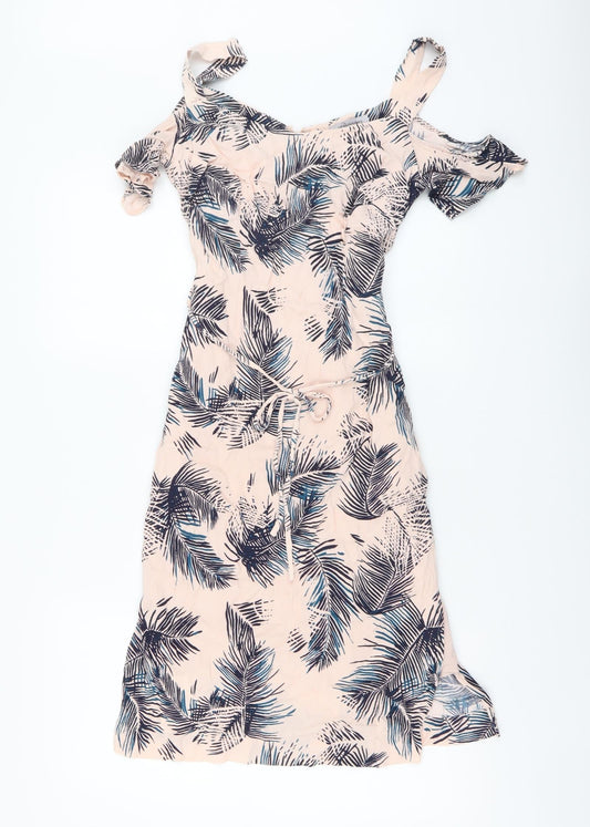 Bravissimo Womens Pink Floral Polyester A-Line Size XS V-Neck Zip