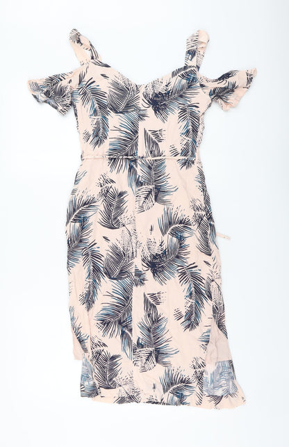 Bravissimo Womens Pink Floral Polyester A-Line Size XS V-Neck Zip