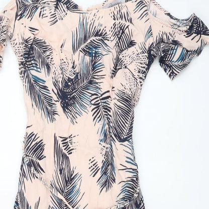 Bravissimo Womens Pink Floral Polyester A-Line Size XS V-Neck Zip