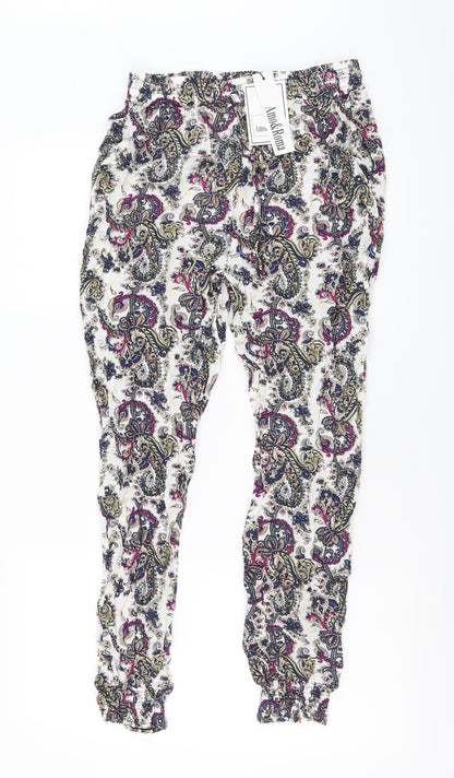 Amo&Roma Womens Multicoloured Paisley Cotton Jogger Trousers Size L L26 in Regular Buckle