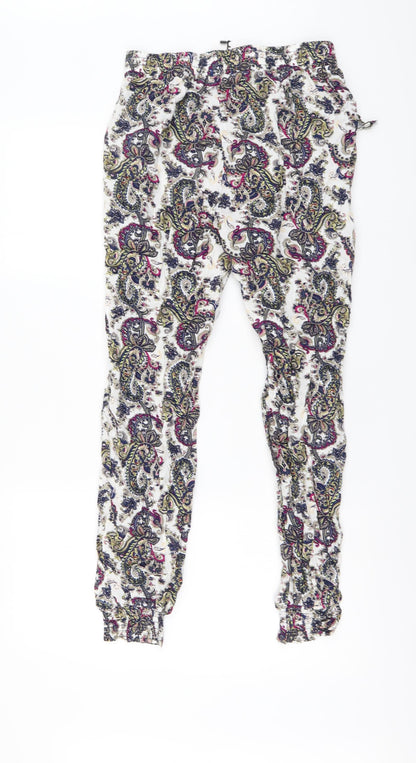 Amo&Roma Womens Multicoloured Paisley Cotton Jogger Trousers Size L L26 in Regular Buckle