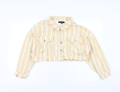 Missguided Womens Beige Striped Jacket Size 14 Button