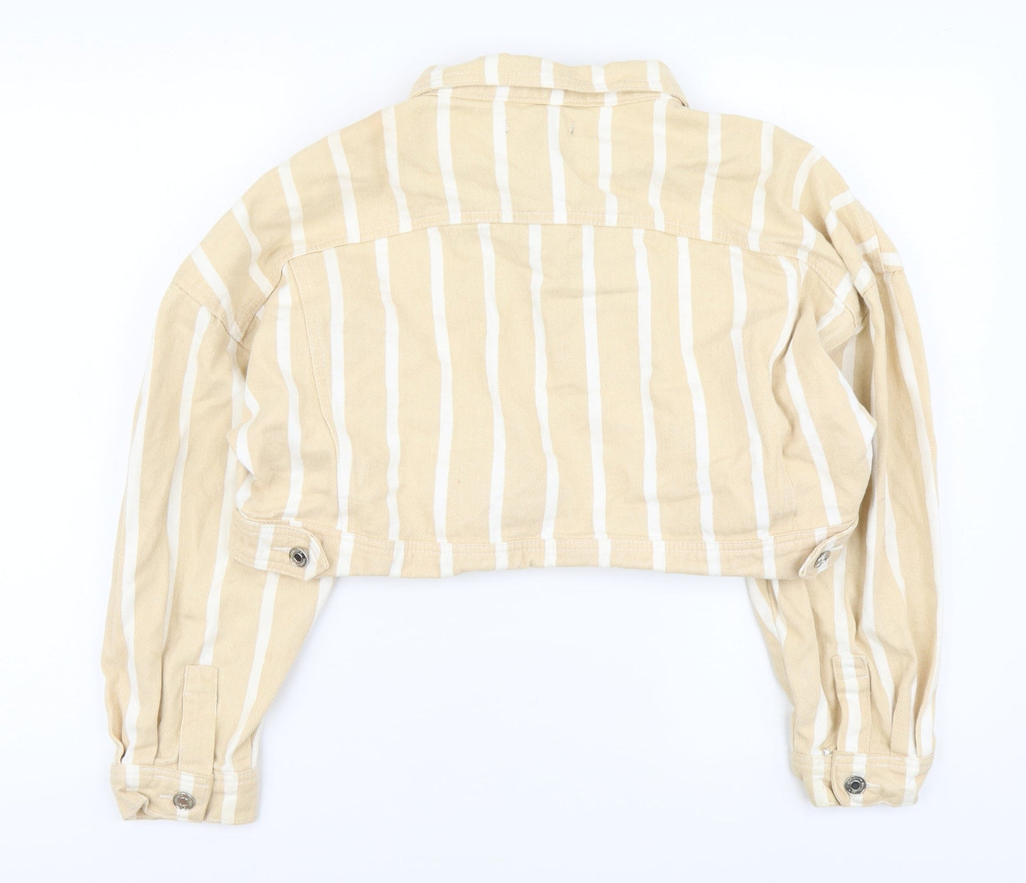 Missguided Womens Beige Striped Jacket Size 14 Button