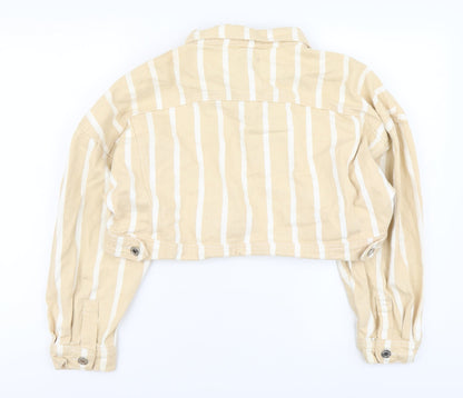 Missguided Womens Beige Striped Jacket Size 14 Button