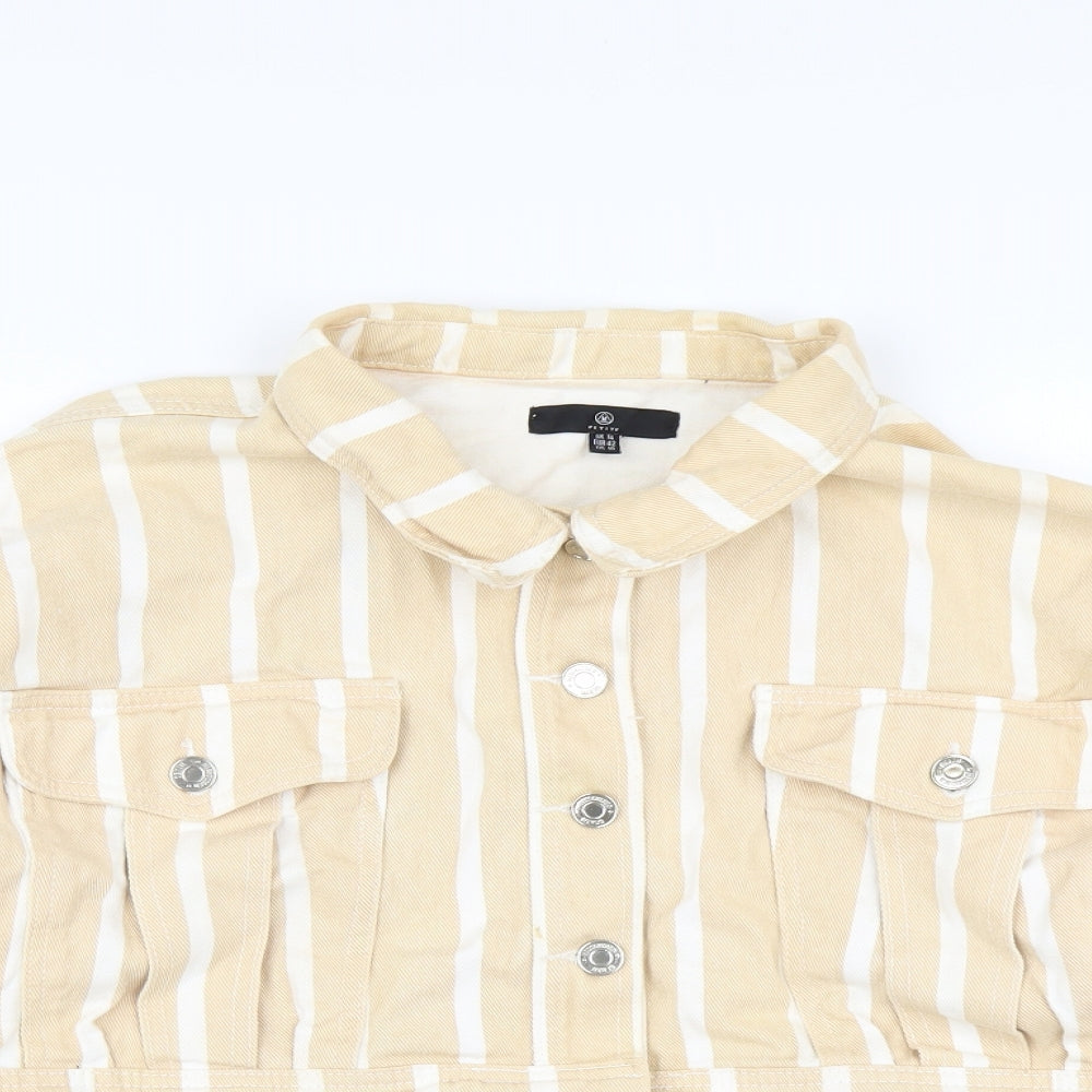 Missguided Womens Beige Striped Jacket Size 14 Button