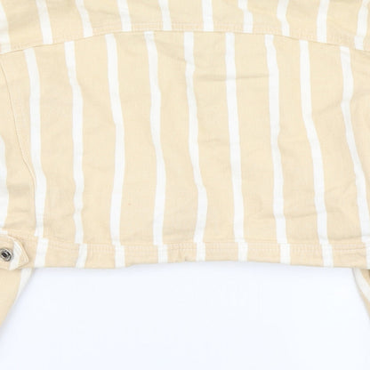 Missguided Womens Beige Striped Jacket Size 14 Button