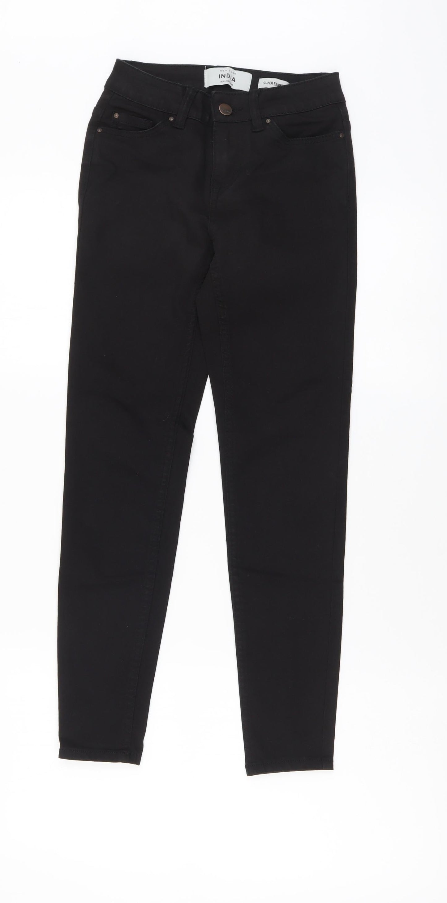 New Look Womens Black Cotton Skinny Jeans Size 4 L25 in Regular Button