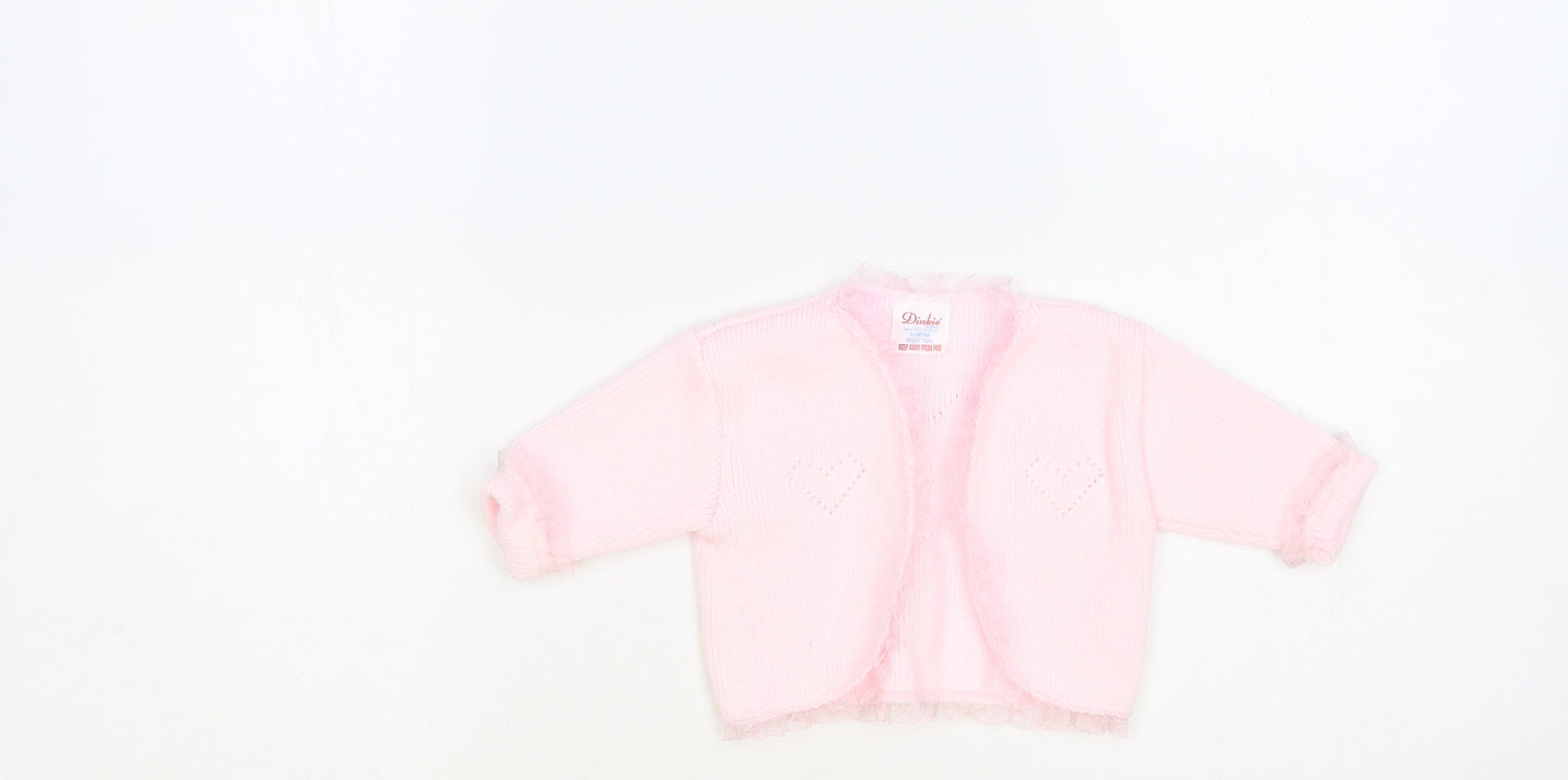 Dinkie Baby Pink Acrylic Cardigan Jumper Size 0-3 Months Pullover