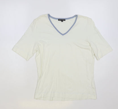 Bandolera Womens Ivory Viscose Basic T-Shirt Size M V-Neck