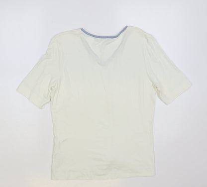 Bandolera Womens Ivory Viscose Basic T-Shirt Size M V-Neck
