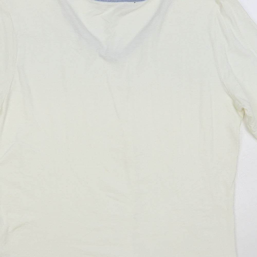 Bandolera Womens Ivory Viscose Basic T-Shirt Size M V-Neck
