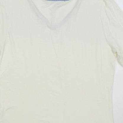 Bandolera Womens Ivory Viscose Basic T-Shirt Size M V-Neck