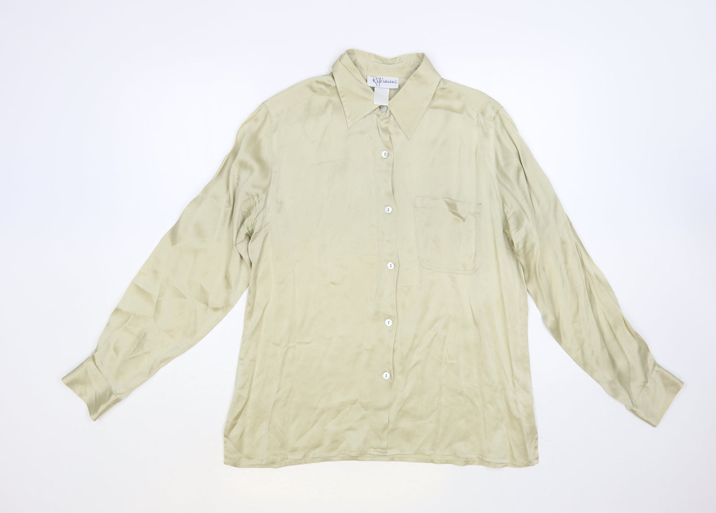 Reference Womens Beige Polyester Basic Button-Up Size 16 Collared