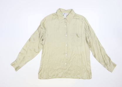 Reference Womens Beige Polyester Basic Button-Up Size 16 Collared
