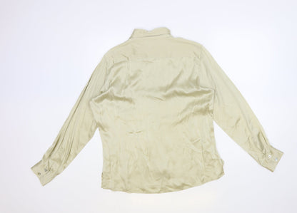 Reference Womens Beige Polyester Basic Button-Up Size 16 Collared