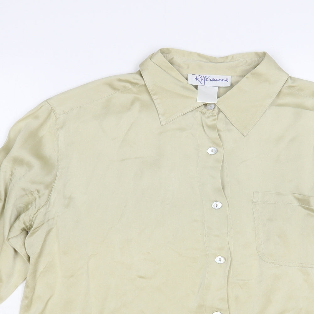 Reference Womens Beige Polyester Basic Button-Up Size 16 Collared