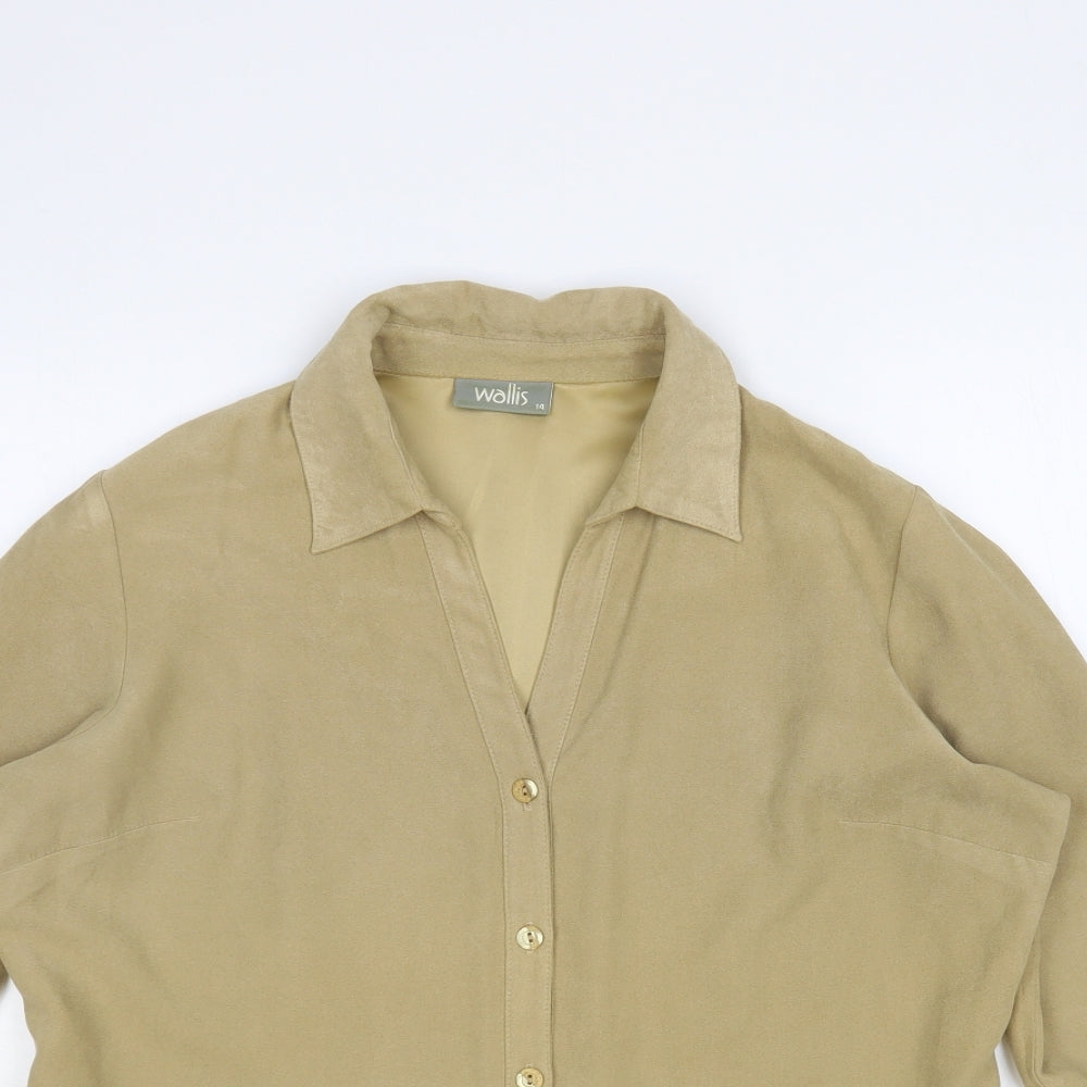 Womens UK Size 14 Wallis Beige Basic Button-Up