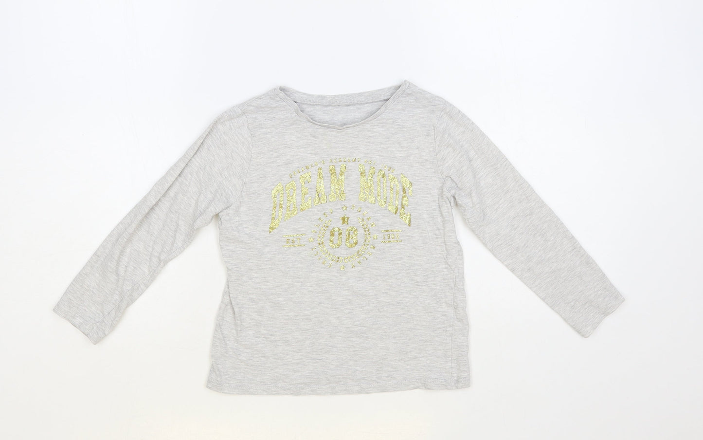 George Girls Grey Cotton Pullover T-Shirt Size 6-7 Years Crew Neck Pullover
