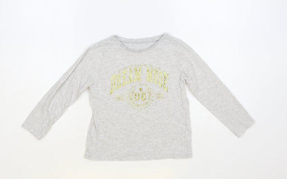 George Girls Grey Cotton Pullover T-Shirt Size 6-7 Years Crew Neck Pullover