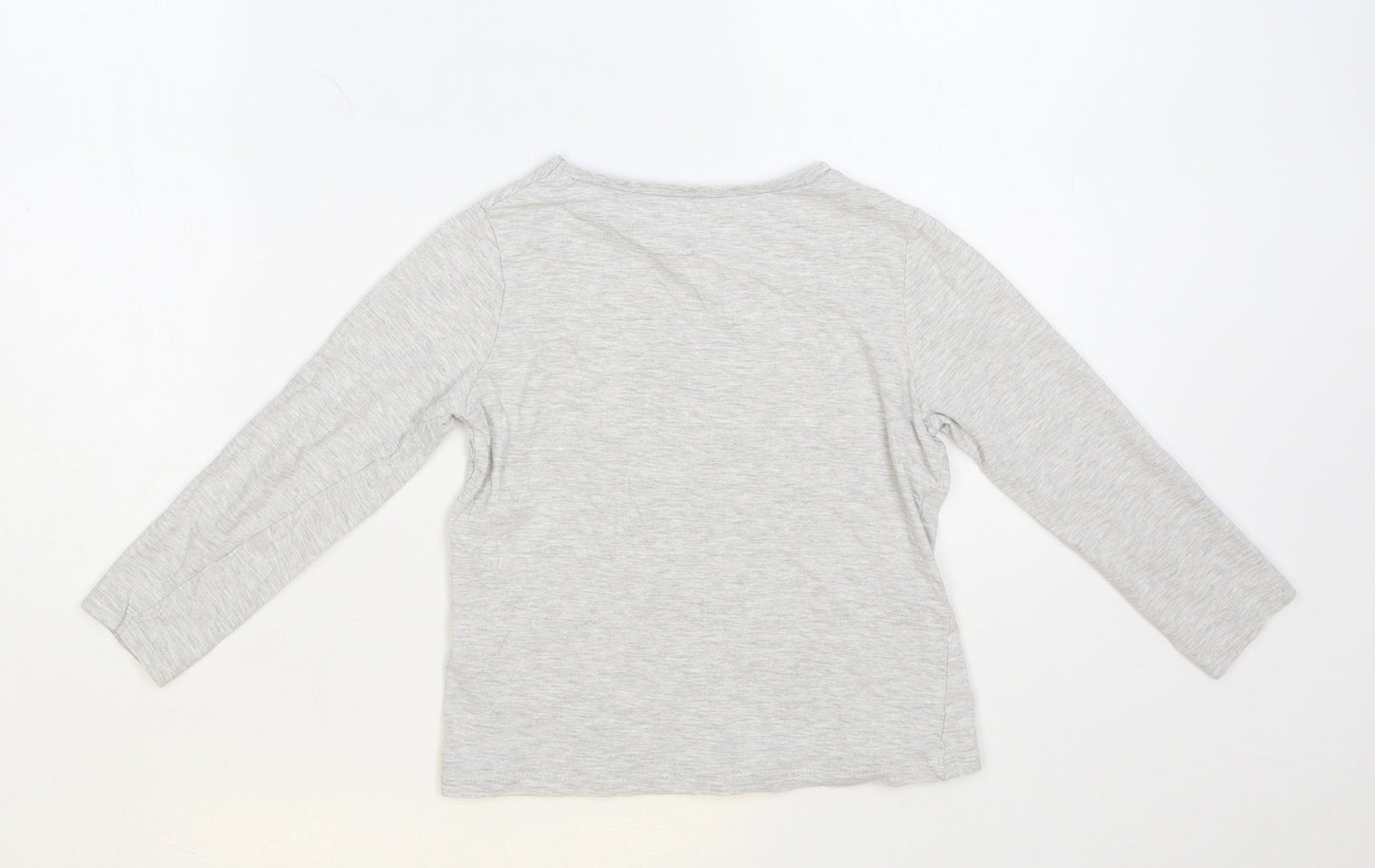 George Girls Grey Cotton Pullover T-Shirt Size 6-7 Years Crew Neck Pullover