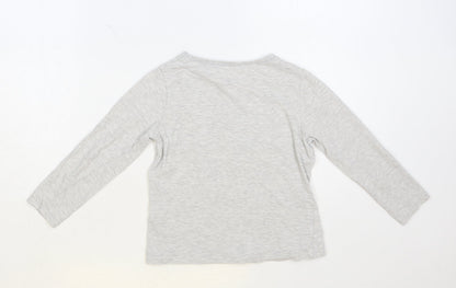 George Girls Grey Cotton Pullover T-Shirt Size 6-7 Years Crew Neck Pullover