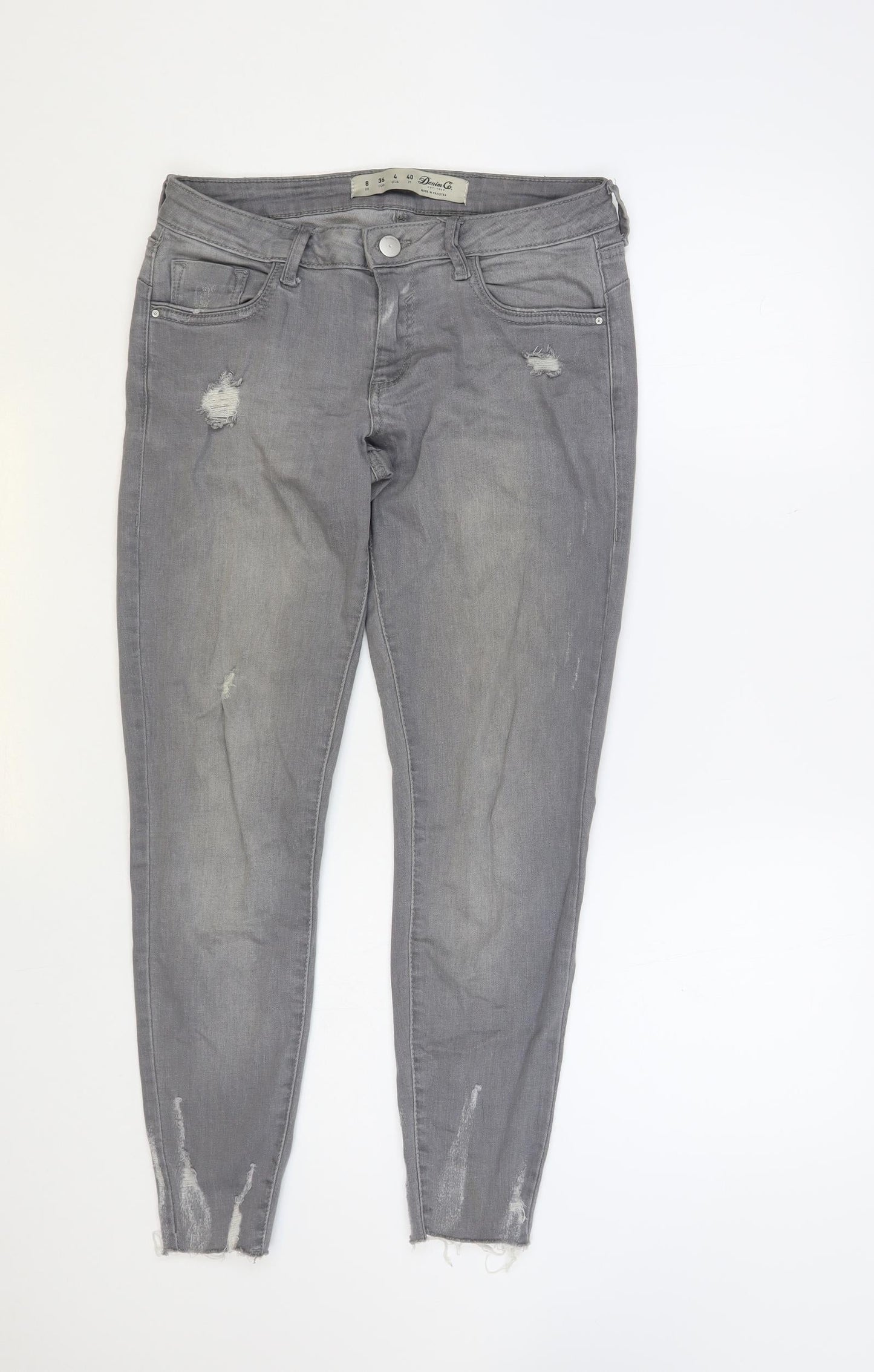 Denim & Co. Womens Grey Cotton Skinny Jeans Size 8 L27 in Regular Button