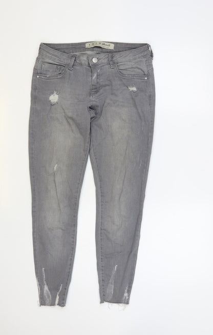 Denim & Co. Womens Grey Cotton Skinny Jeans Size 8 L27 in Regular Button