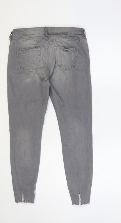 Denim & Co. Womens Grey Cotton Skinny Jeans Size 8 L27 in Regular Button