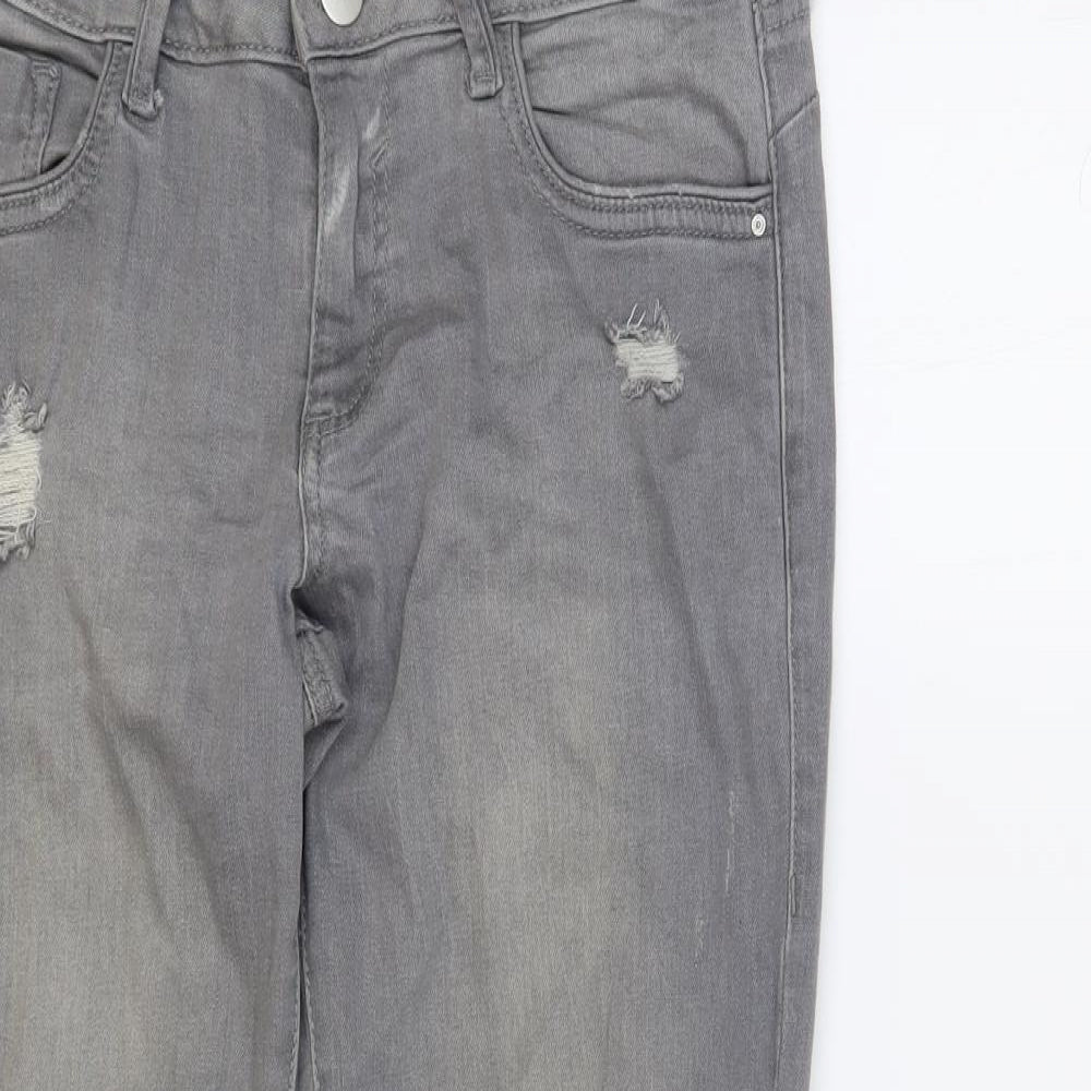 Denim & Co. Womens Grey Cotton Skinny Jeans Size 8 L27 in Regular Button