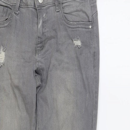 Denim & Co. Womens Grey Cotton Skinny Jeans Size 8 L27 in Regular Button