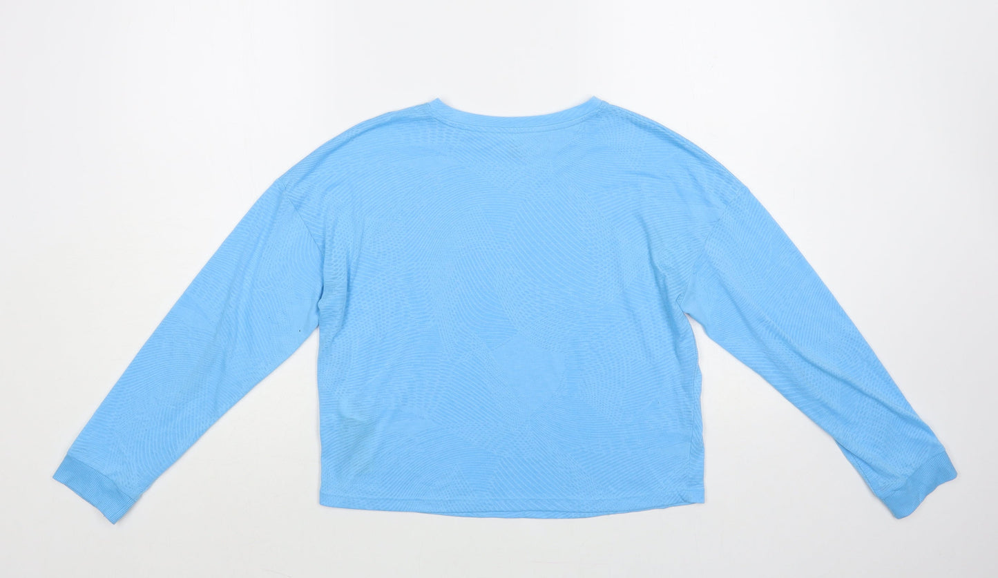 Marks and Spencer Girls Blue Geometric Polyester Pullover T-Shirt Size 11-12 Years Crew Neck Pullover