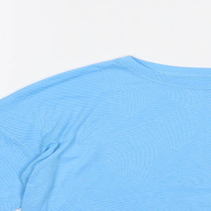 Marks and Spencer Girls Blue Geometric Polyester Pullover T-Shirt Size 11-12 Years Crew Neck Pullover