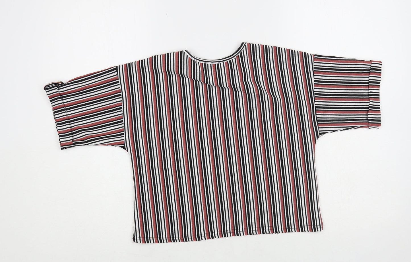 River Island Girls Multicoloured Striped Polyester Pullover T-Shirt Size 9-10 Years Crew Neck Pullover