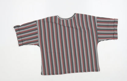 River Island Girls Multicoloured Striped Polyester Pullover T-Shirt Size 9-10 Years Crew Neck Pullover