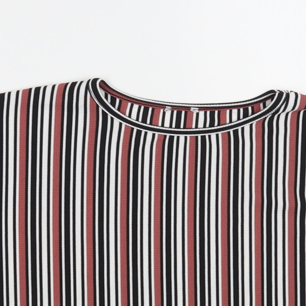 River Island Girls Multicoloured Striped Polyester Pullover T-Shirt Size 9-10 Years Crew Neck Pullover