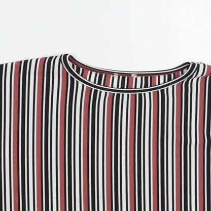 River Island Girls Multicoloured Striped Polyester Pullover T-Shirt Size 9-10 Years Crew Neck Pullover
