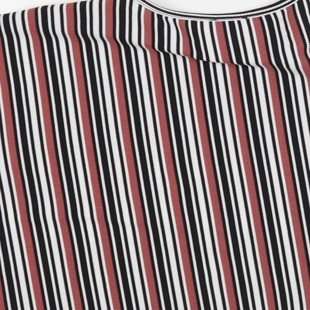 River Island Girls Multicoloured Striped Polyester Pullover T-Shirt Size 9-10 Years Crew Neck Pullover