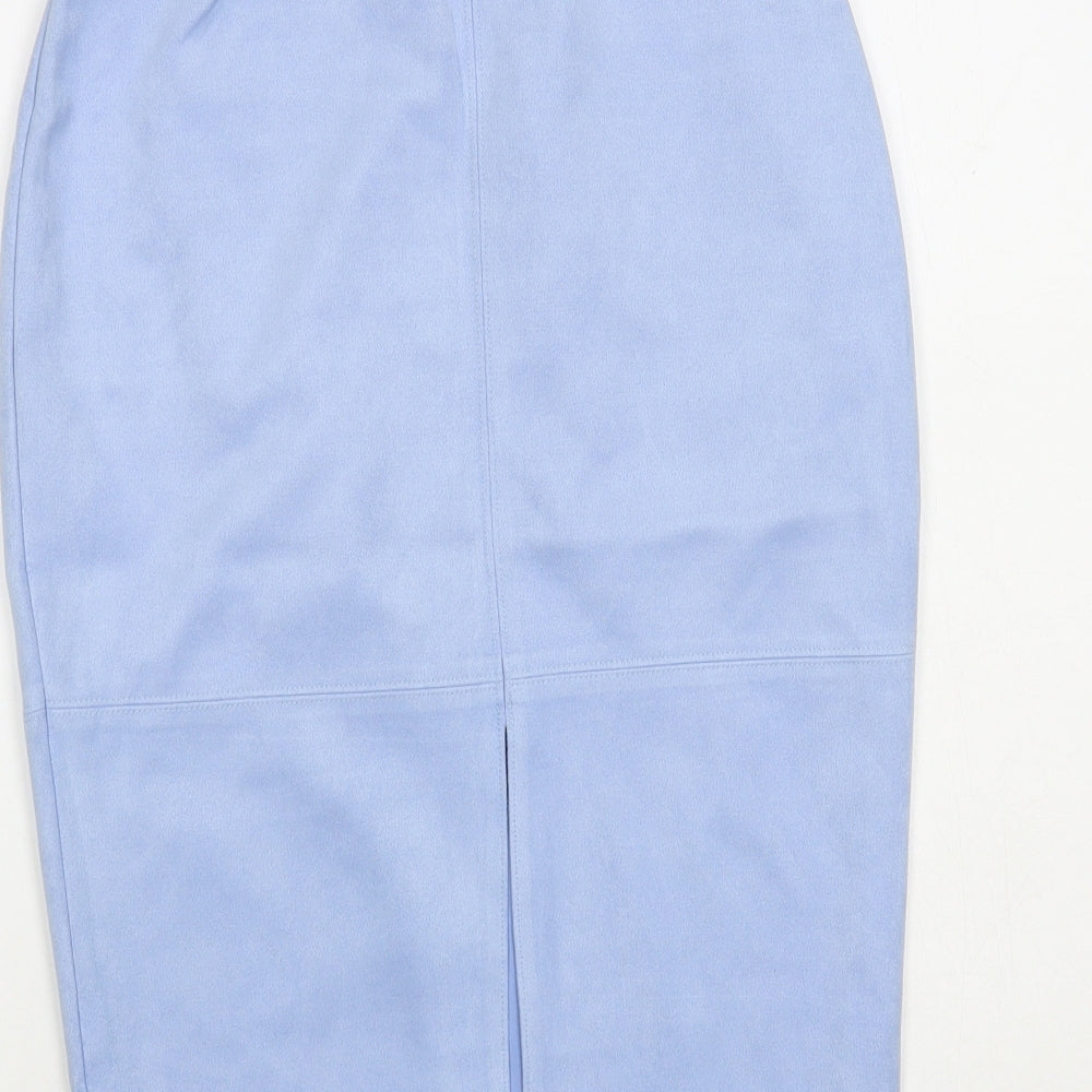 Glamorous Womens Blue Polyester Straight & Pencil Skirt Size XS - Suede Effect