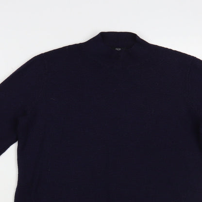F&F Womens Blue Mock Neck Polyester Pullover Jumper Size 6