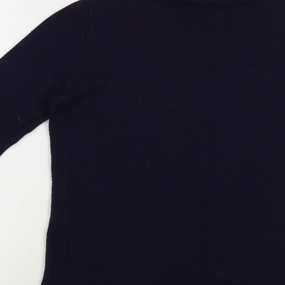 F&F Womens Blue Mock Neck Polyester Pullover Jumper Size 6