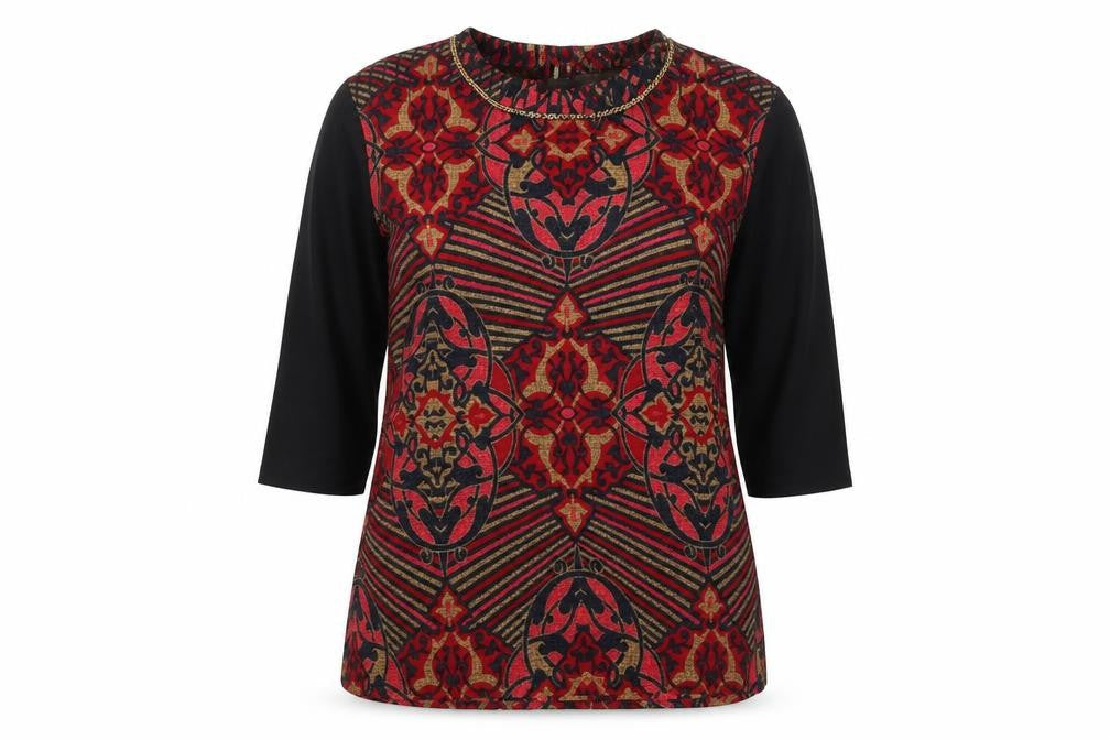 Womens UK Size 14 Yumi Multicoloured Basic Blouse