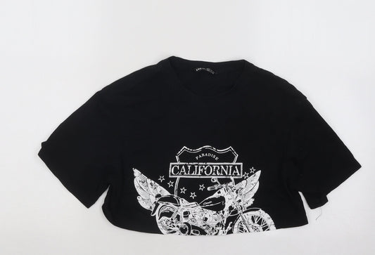 SheIn Womens Black Cotton Basic T-Shirt Size XS Round Neck - California Motorbike