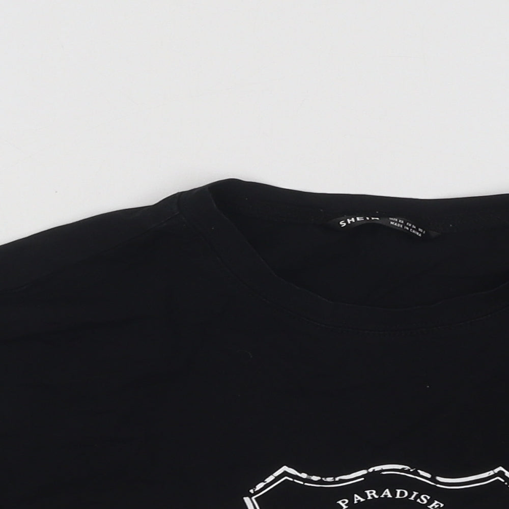 SheIn Womens Black Cotton Basic T-Shirt Size XS Round Neck - California Motorbike